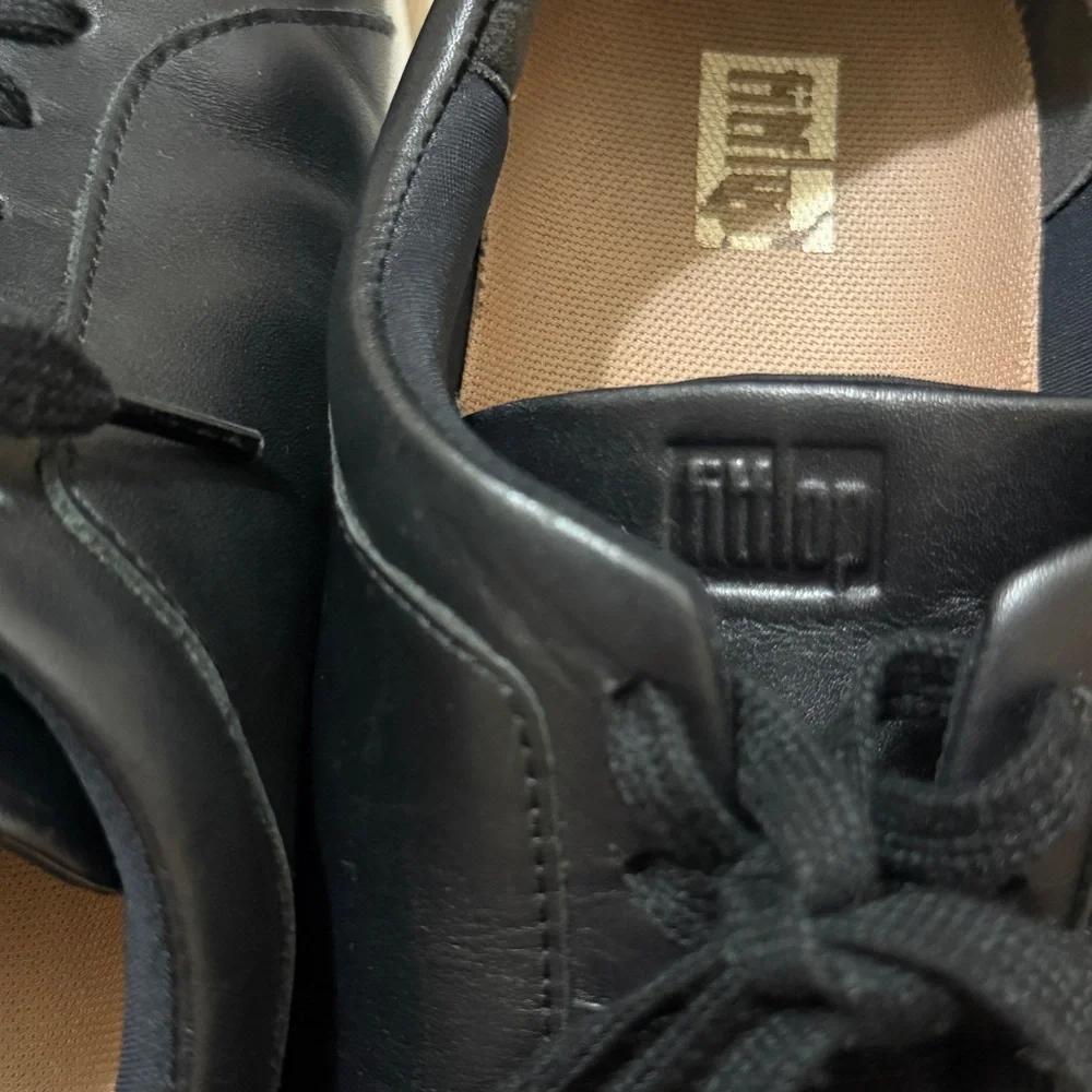 FitFlop Black Leather Comfort Sneakers Lace Up Walking Shoes Women US 8.5 EU 40 - Picture 7 of 12